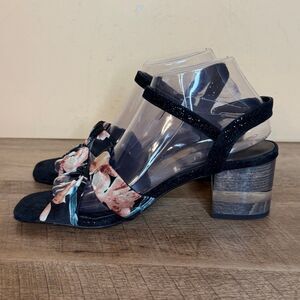 VANELI size 8.5N Liko Block Heels Sandal In Black/multi Flower shoes narrow
